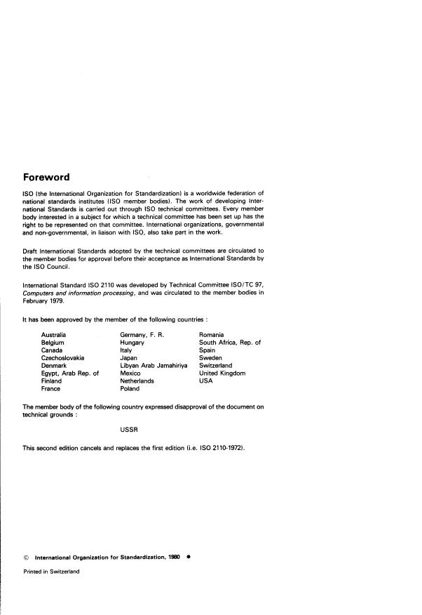 ISO 2110:1980 ISO 2110:1980 - Data communication -- 25- pin DTE/DCE interface connector and pin assignments - Page 2 preview