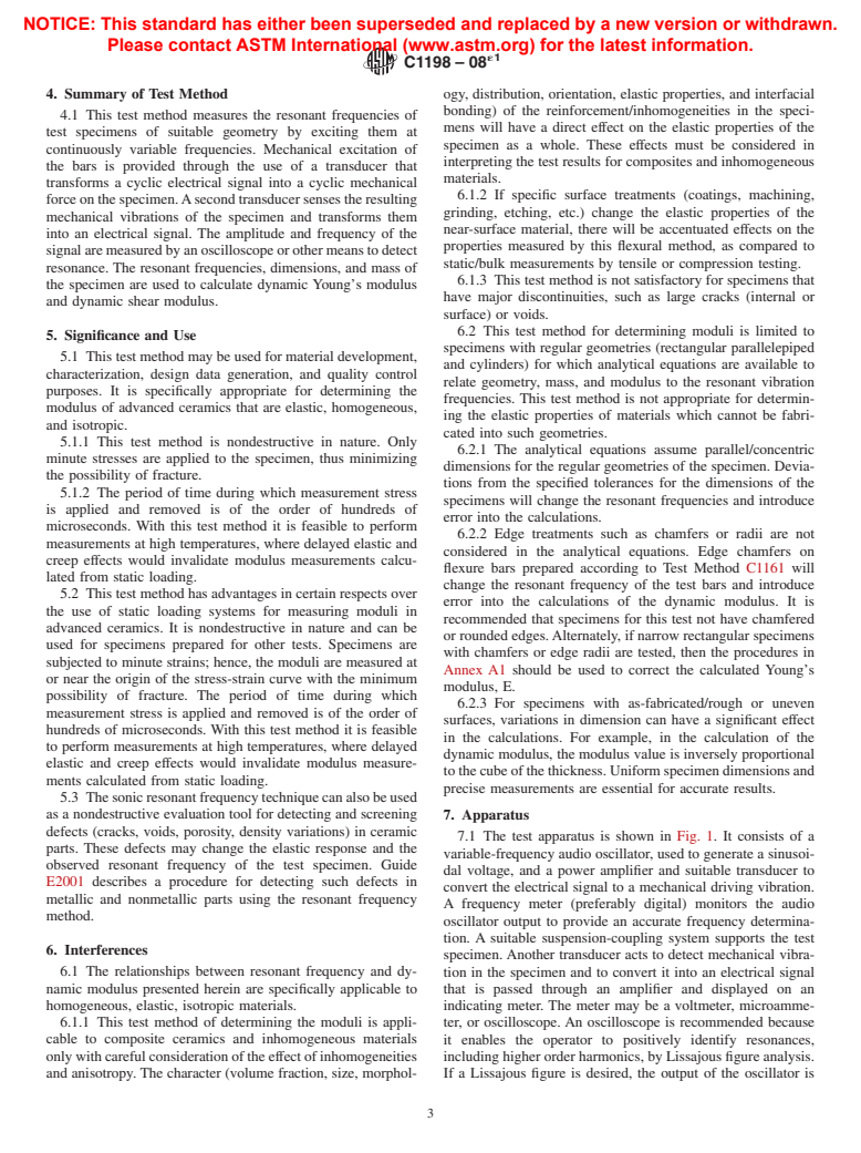 ASTM C1198-08e1 - Standard Test Method for Dynamic Young's Modulus, Shear Modulus, and Poisson's Ratio for Advanced Ceramics by Sonic Resonance