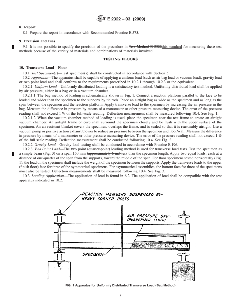 REDLINE ASTM E2322-03(2009) - Standard Test Method for Conducting Traverse and Concentrated Load Tests on Panels used in Floor and Roof Construction