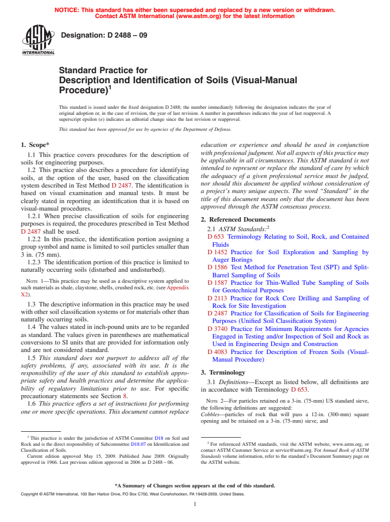 ASTM D2488-09 - Standard Practice for Description and Identification of Soils (Visual-Manual Procedure)