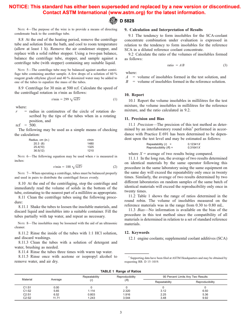 ASTM D5828-97 - Standard Test Method for Compatibility of Supplemental Coolant Additives (SCAs) and Engine Coolant Concentrates