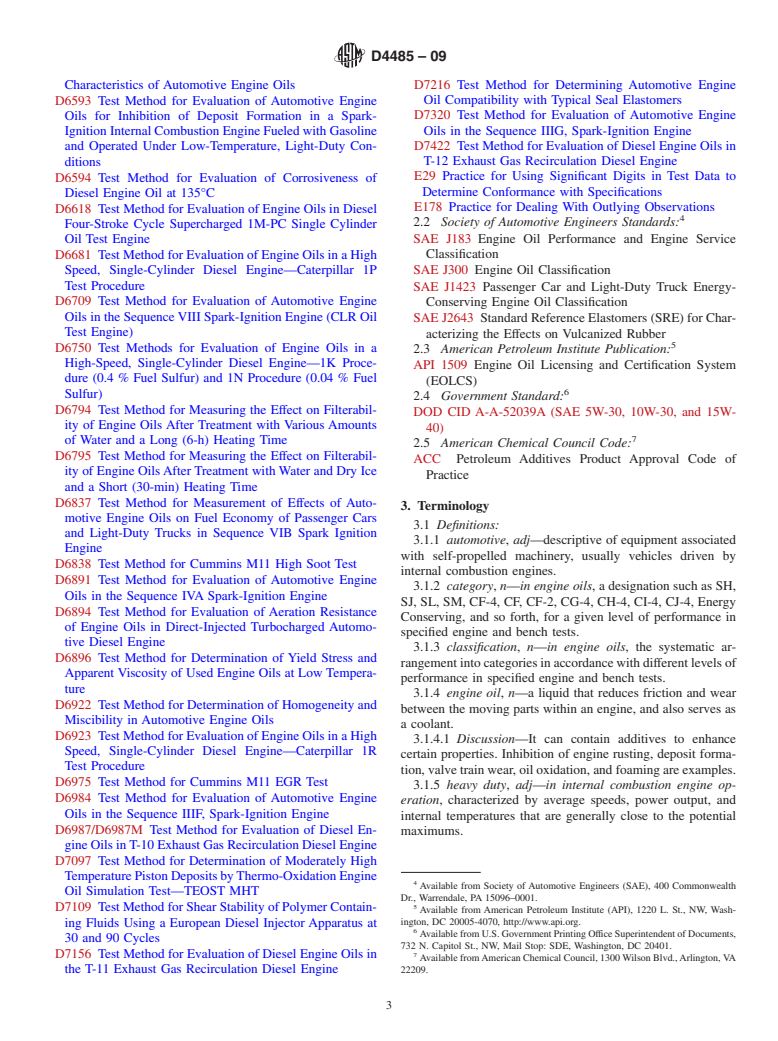 ASTM D4485-09 - Standard Specification for Performance of Engine Oils