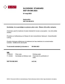 SIST EN 890:2023 SIST EN 890:2023 - BARVE - Page 1 preview