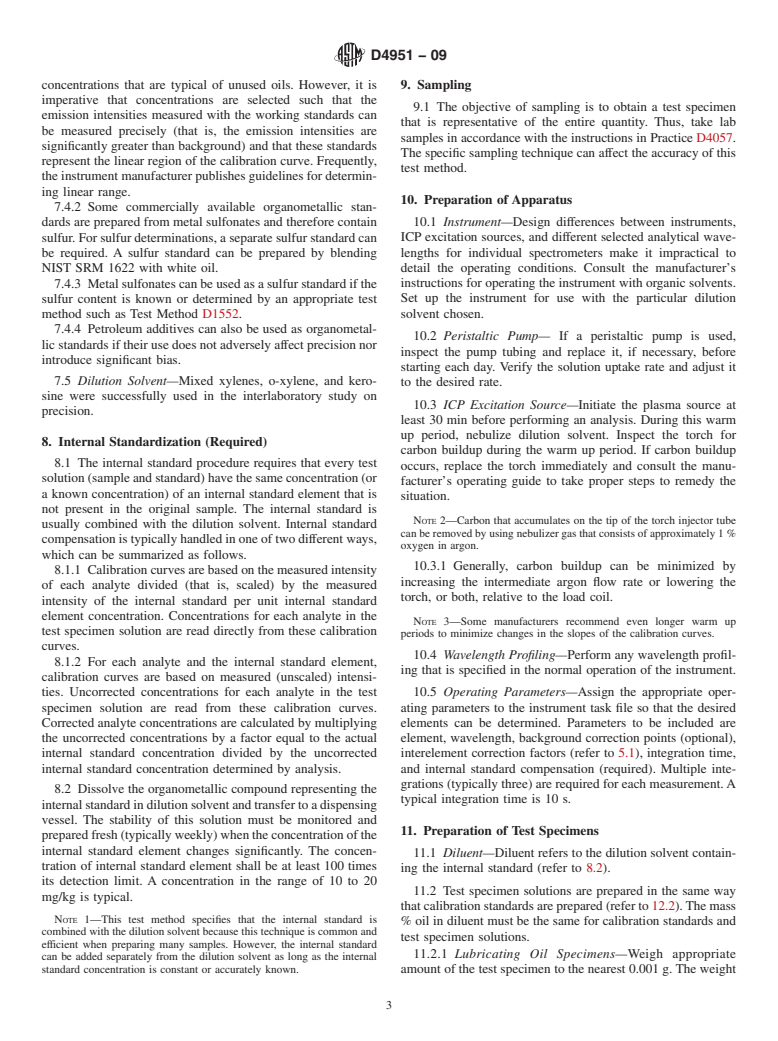 ASTM D4951-09 - Standard Test Method for Determination of Additive Elements in Lubricating Oils by Inductively Coupled Plasma Atomic Emission Spectrometry