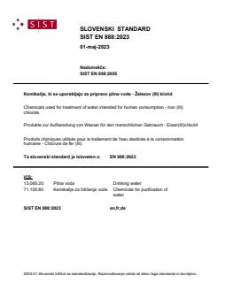 SIST EN 888:2023 - BARVE - Page 1 preview