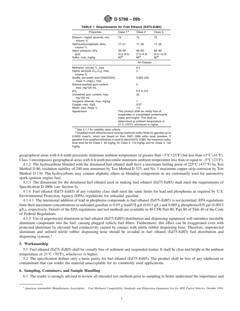 REDLINE ASTM D5798-09B - Standard Specification for Fuel Ethanol (Ed75-Ed85) for Automotive Spark-Ignition Engines