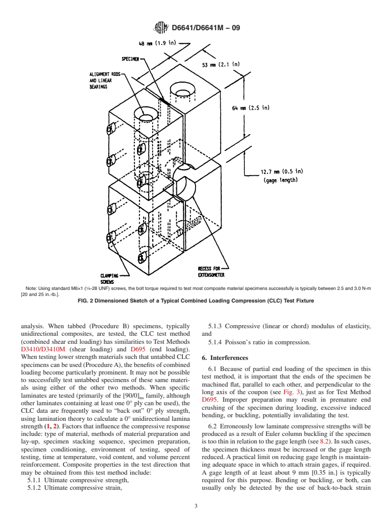ASTM D6641/D6641M-09 - Standard Test Method for Compressive Properties of Polymer Matrix Composite Materials Using a Combined Loading Compression (CLC) Test Fixture
