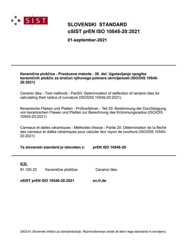 oSIST prEN ISO 10545-20:2021 - BARVE na PDF-str 12