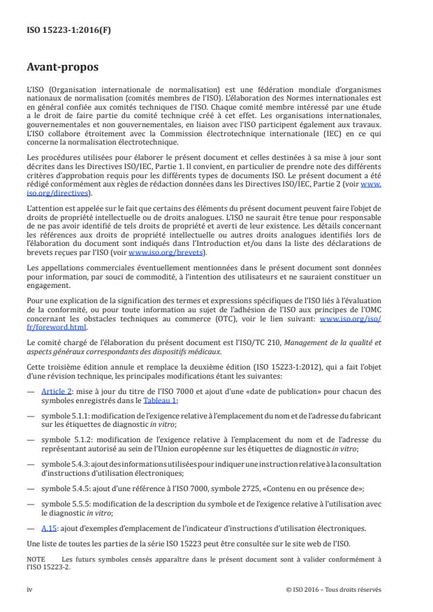 ISO 15223-1:2016 ISO 15223-1:2016 - Dispositifs médicaux -- Symboles à utiliser avec les étiquettes, l'étiquetage et les informations à fournir relatifs aux dispositifs médicaux - Page 4 preview
