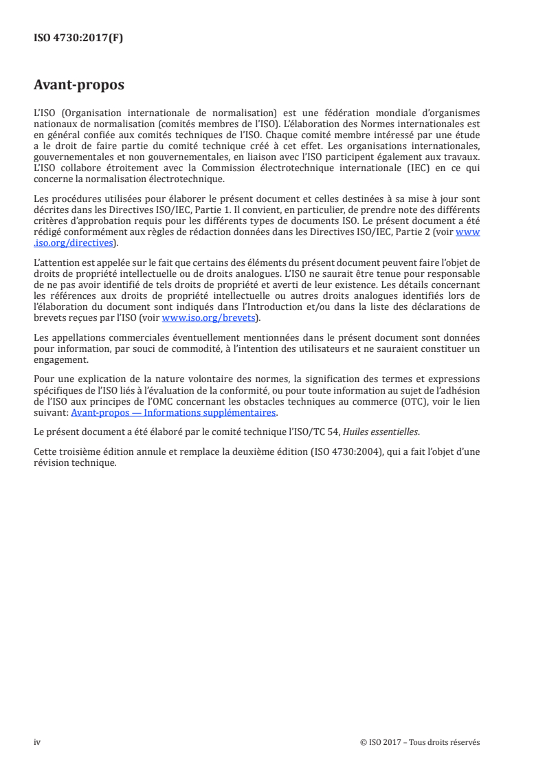 ISO 4730:2017 ISO 4730:2017 - Huile essentielle de Melaleuca, type terpinén-4-ol (huile essentielle de Tea Tree)
Released:2/2/2017 - Page 4 preview