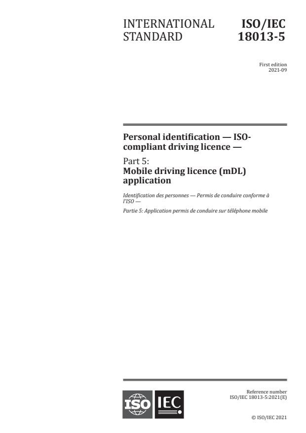 ISO/IEC 18013-5:2021 - Personal identification -- ISO-compliant driving licence