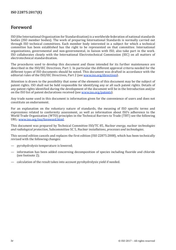 ISO 22875:2017 ISO 22875:2017 - Nuclear energy -- Determination of chlorine and fluorine in uranium dioxide powder and sintered pellets - Page 4 preview