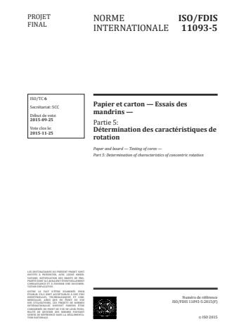 ISO 11093-5:2016 - Papier et carton -- Essais des mandrins