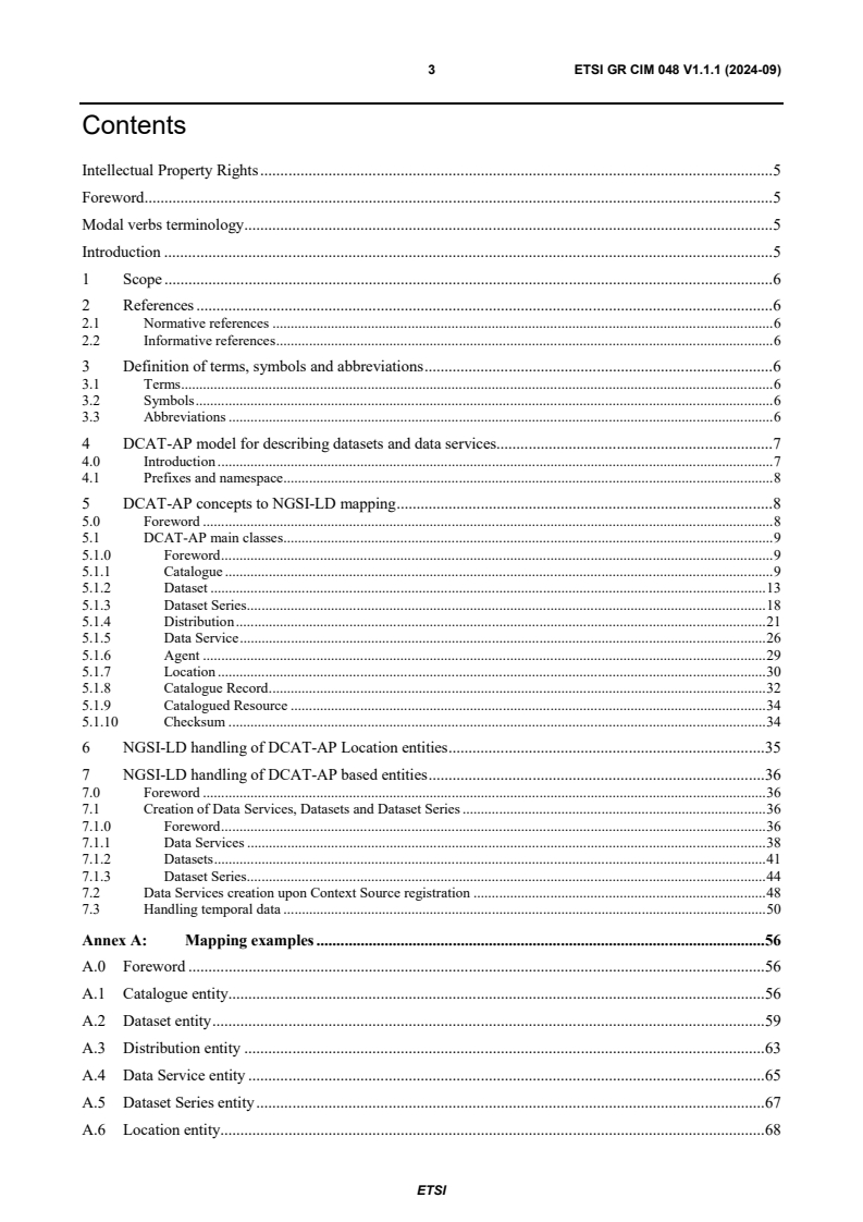 ETSI GR CIM 048 V1.1.1 (2024-09) - Context Information Management (CIM); Handling of data catalogues and data services with NGSI-LD