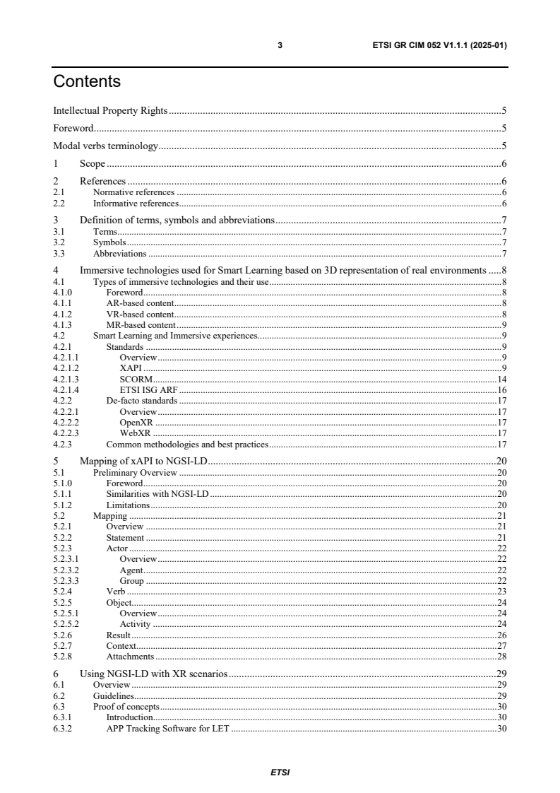 ETSI GR CIM 052 V1.1.1 (2025-01) - Context Information Management (CIM); VR and AR for Smart Learning: Guidelines for using NGSI-LD to train personnel in Smart Industries