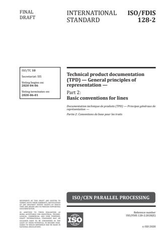 ISO/FDIS 128-2 - Technical product documentation (TPD) -- General principles of representation