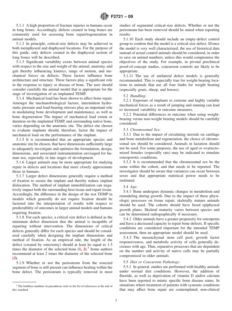 ASTM F2721-09 - Standard Guide for Pre-clinical <span class="bdit">in vivo</span> Evaluation in Critical Size Segmental Bone Defects