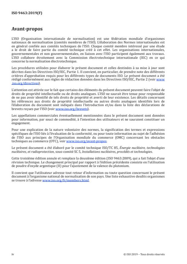 ISO 9463:2019 ISO 9463:2019 - Énergie nucléaire -- Technologie du combustible nucléaire -- Détermination du plutonium dans les solutions d'acide nitrique par spectrophotométrie - Page 4 preview