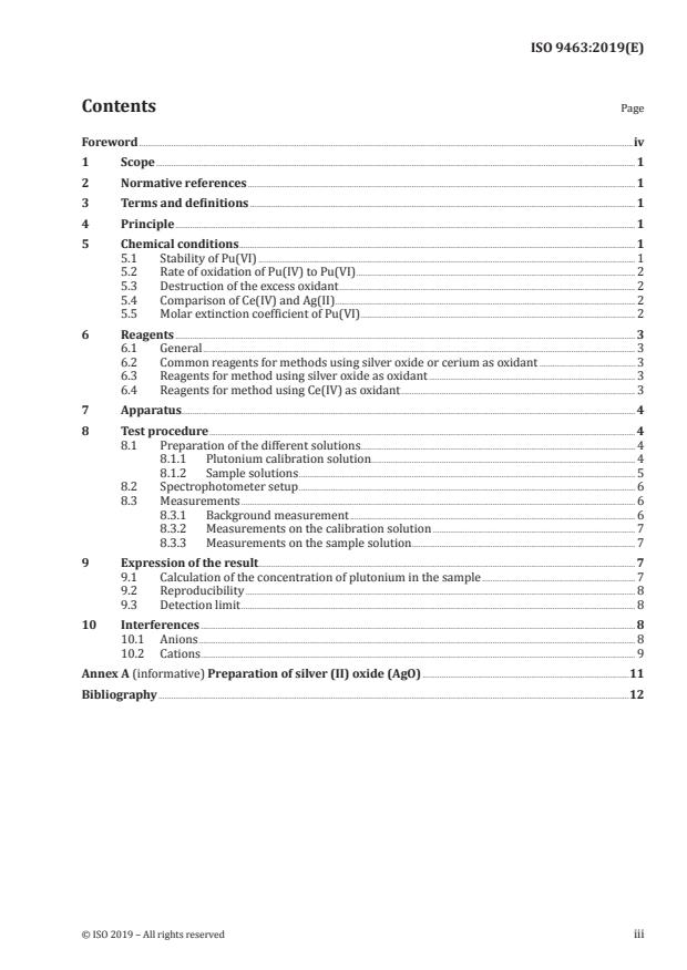 ISO 9463:2019 - Nuclear energy -- Nuclear fuel technology -- Determination of plutonium in nitric acid solutions by spectrophotometry