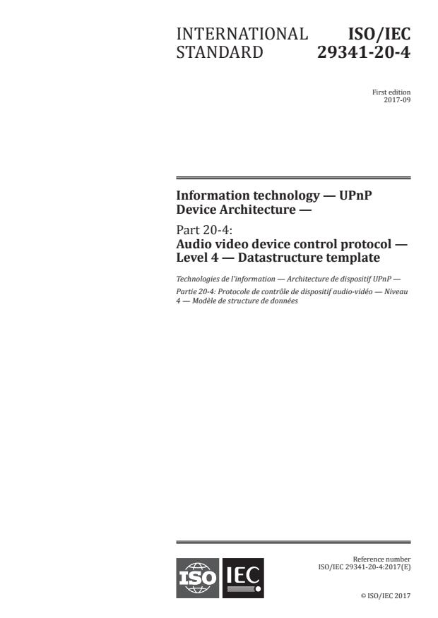 ISO/IEC 29341-20-4:2017 - Information technology -- UPnP Device Architecture