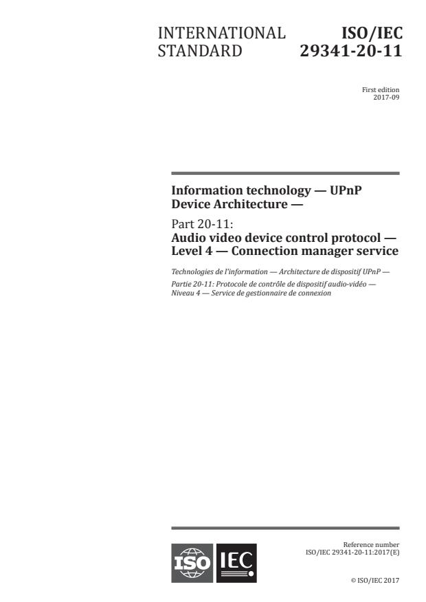 ISO/IEC 29341-20-11:2017 - Information technology -- UPnP Device Architecture