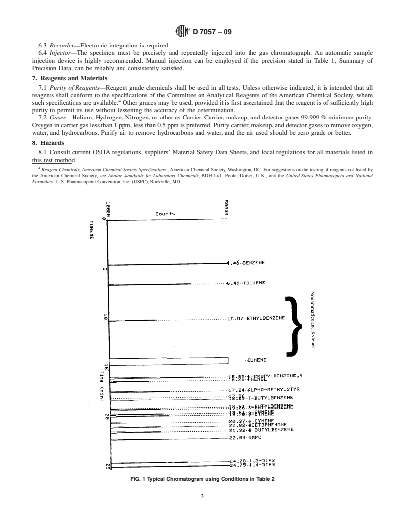 REDLINE ASTM D7057-09 - Standard Test Method for Analysis of Isopropylbenzene (Cumene) by Gas Chromatography (External Standard)