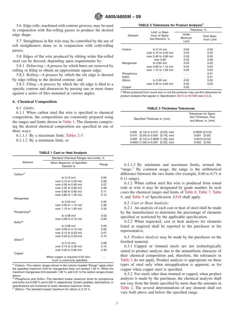 ASTM A805/A805M-09 - Standard Specification for  Steel, Flat Wire, Carbon, Cold-Rolled