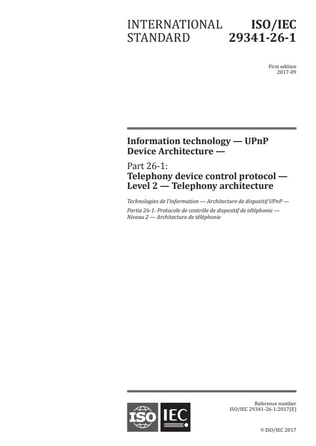 ISO/IEC 29341-26-1:2017 - Information technology -- UPnP Device Architecture