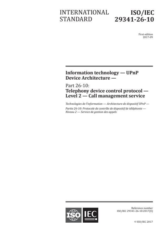 ISO/IEC 29341-26-10:2017 - Information technology -- UPnP Device Architecture