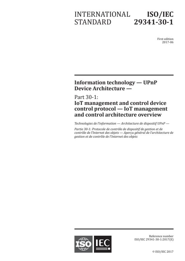 ISO/IEC 29341-30-1:2017 - Information technology -- UPnP Device Architecture