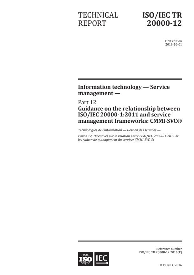 ISO/IEC TR 20000-12:2016 - Information technology -- Service management