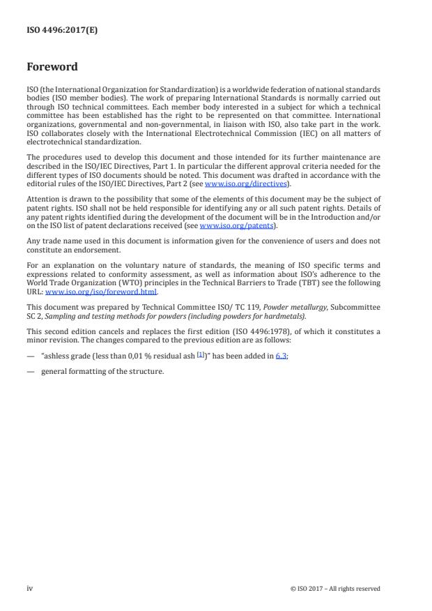 ISO 4496:2017 ISO 4496:2017 - Metallic powders -- Determination of acid-insoluble content in iron, copper, tin and bronze powders - Page 4 preview
