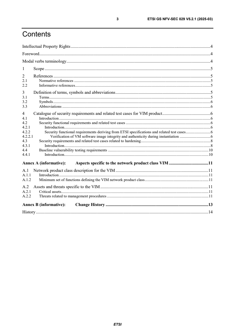 ETSI GS NFV-SEC 029 V5.2.1 (2025-03) - Network Functions Virtualisation (NFV) Release 5; Security; Security Assurance Specification (SCAS) for VIM