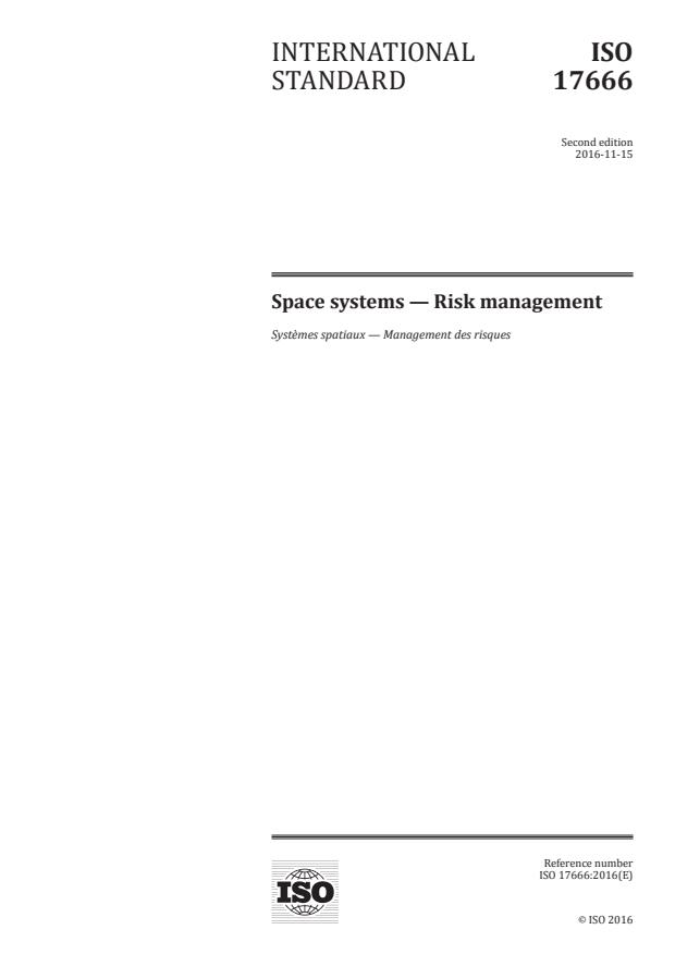 ISO 17666:2016 - Space systems -- Risk management