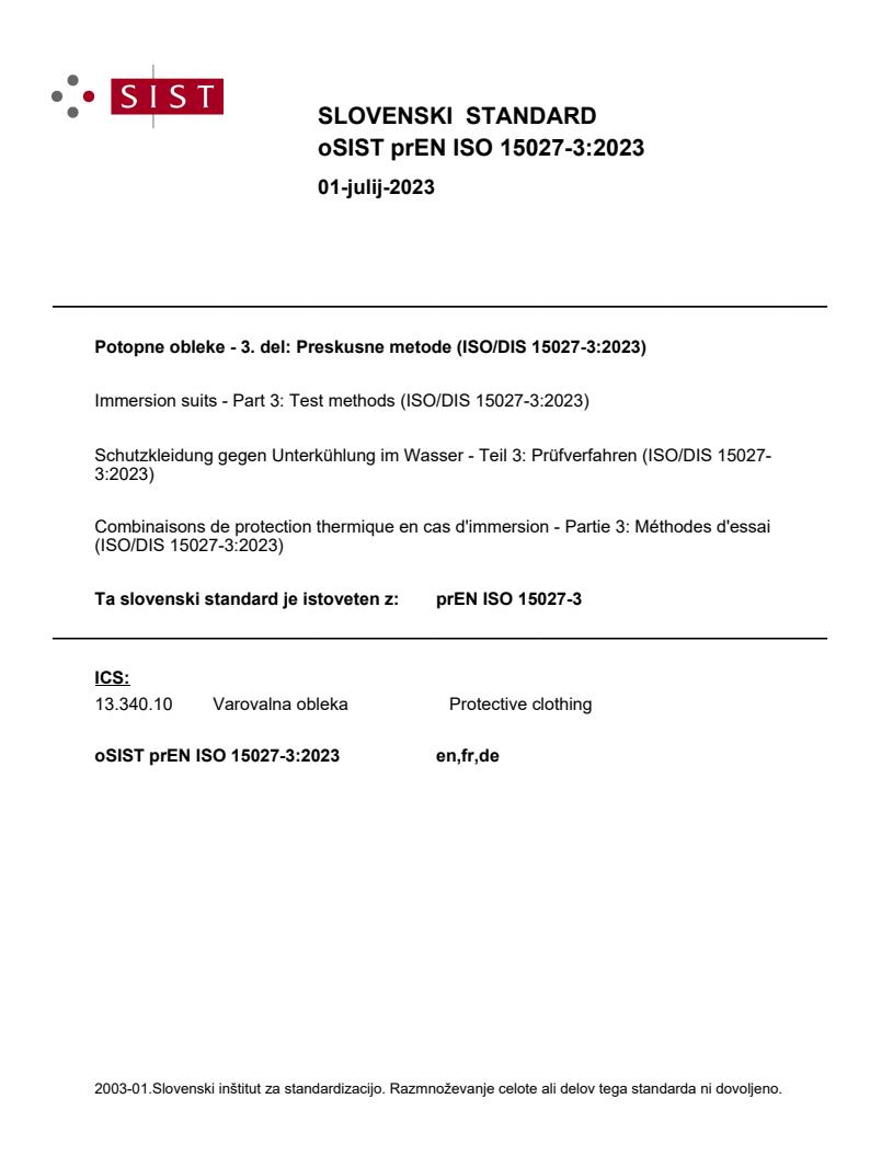prEN ISO 15027-3:2023 - BARVE