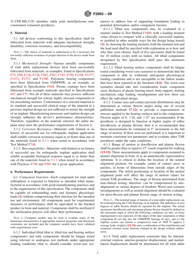 ASTM F2665-09 - Standard Specification for Total Ankle Replacement Prosthesis