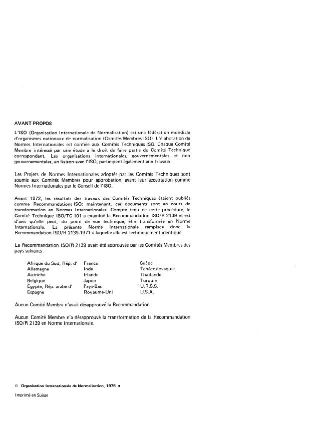 ISO 2139:1975 ISO 2139:1975 - Engins de manutention continue pour produits en vrac -- Transporteurs par secousses ou par inertie et distributeurs a mouvement alternatif a auges tubulaires - Page 2 preview