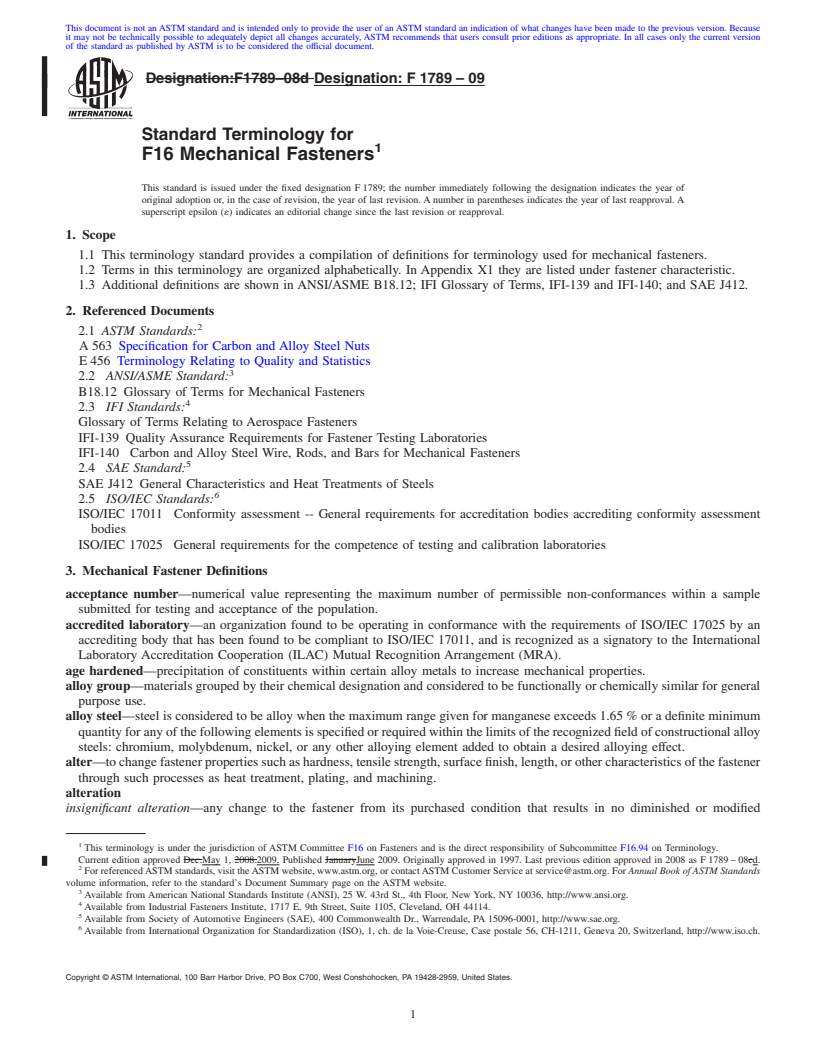 REDLINE ASTM F1789-09 - Standard Terminology for F16 Mechanical Fasteners