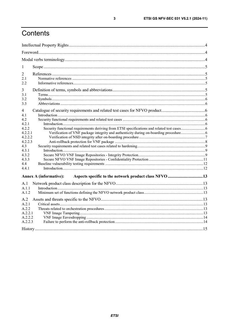 ETSI GS NFV-SEC 031 V5.2.1 (2024-11) - Network Function Virtualisation (NFV) Release 5; Security; Security Assurance Specification (SCAS) for NFVO