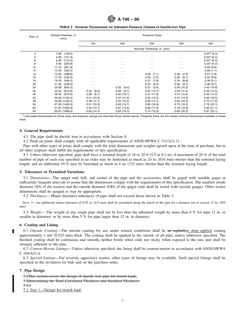 REDLINE ASTM A746-09 - Standard Specification for Ductile Iron Gravity Sewer Pipe