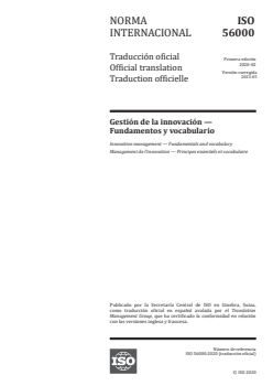 ISO 56000:2020 - Innovation management — Fundamentals and vocabulary
Released:5/9/2023 - Page 1 preview