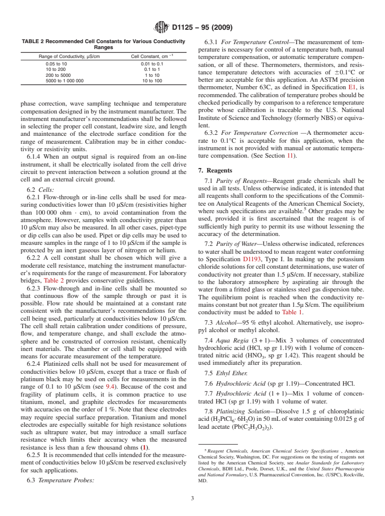 ASTM D1125-95(2009) - Standard Test Methods for Electrical Conductivity and Resistivity of Water