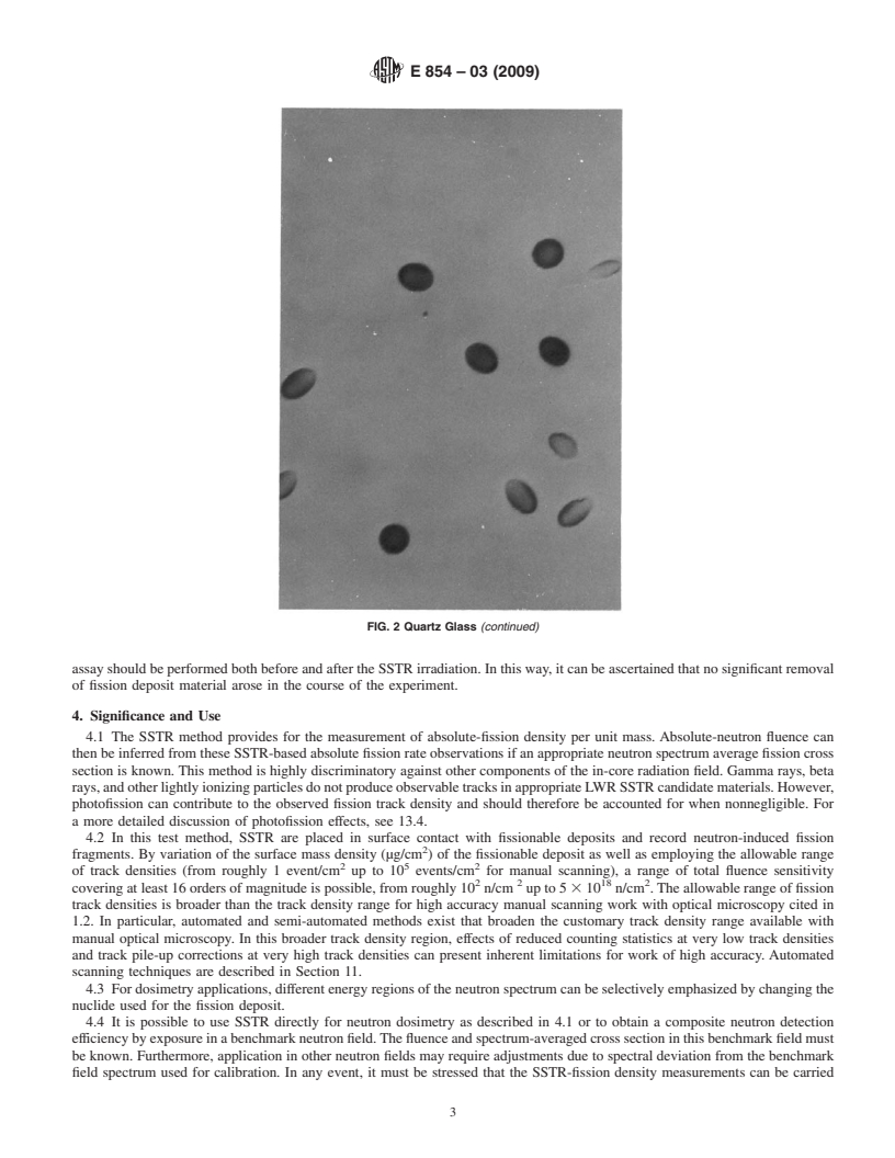 REDLINE ASTM E854-03(2009) - Standard Test Method for Application and Analysis of Solid State Track Recorder (SSTR) Monitors for Reactor Surveillance, E706(IIIB)