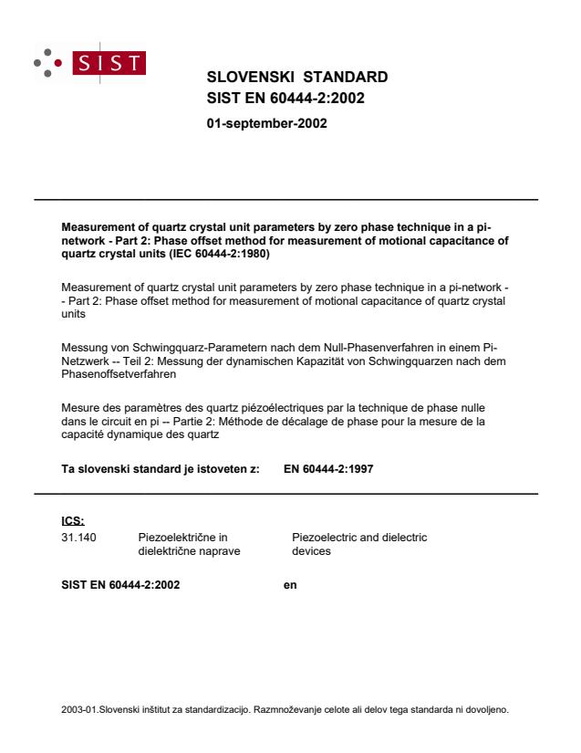 EN 60444-2:1997 EN 60444-2:2002 - Page 1 preview