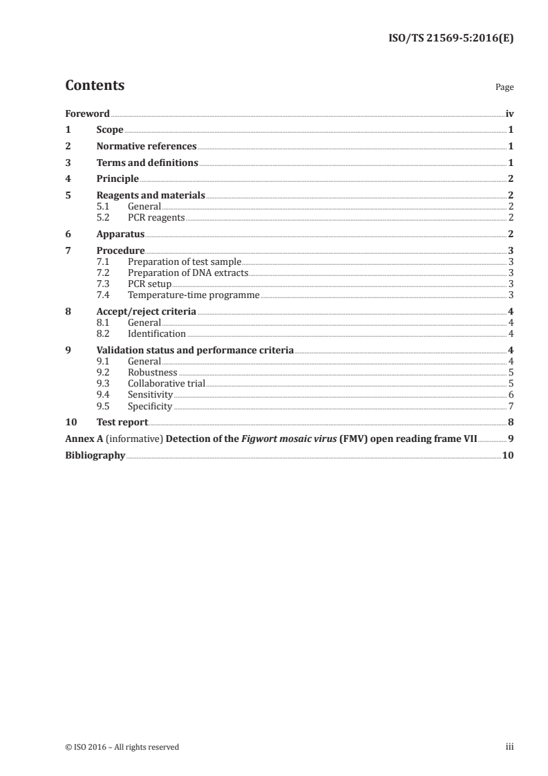 ISO/TS 21569-5:2016 - Horizontal methods for molecular biomarker analysis — Methods of analysis for the detection of genetically modified organisms and derived products — Part 5: Real-time PCR based screening method for the detection of the FMV promoter (P-FMV) DNA sequence
Released:11/2/2016