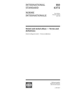 ISO 6372:2017 ISO 6372:2017 - Nickel and nickel alloys — Terms and definitions
Released:5/10/2017 - Page 1 preview