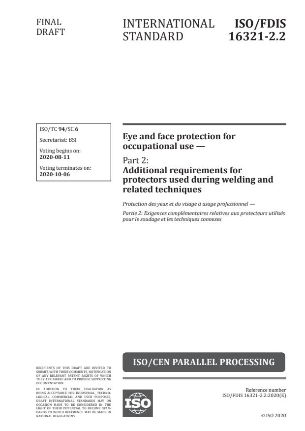 ISO/FDIS 16321-2.2:Version 13-okt-2020 - Eye and face protection for occupational use