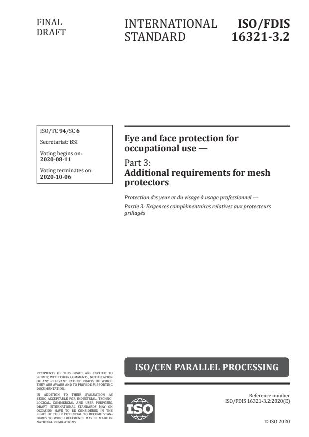 ISO/FDIS 16321-3.2:Version 13-okt-2020 - Eye and face protection for occupational use