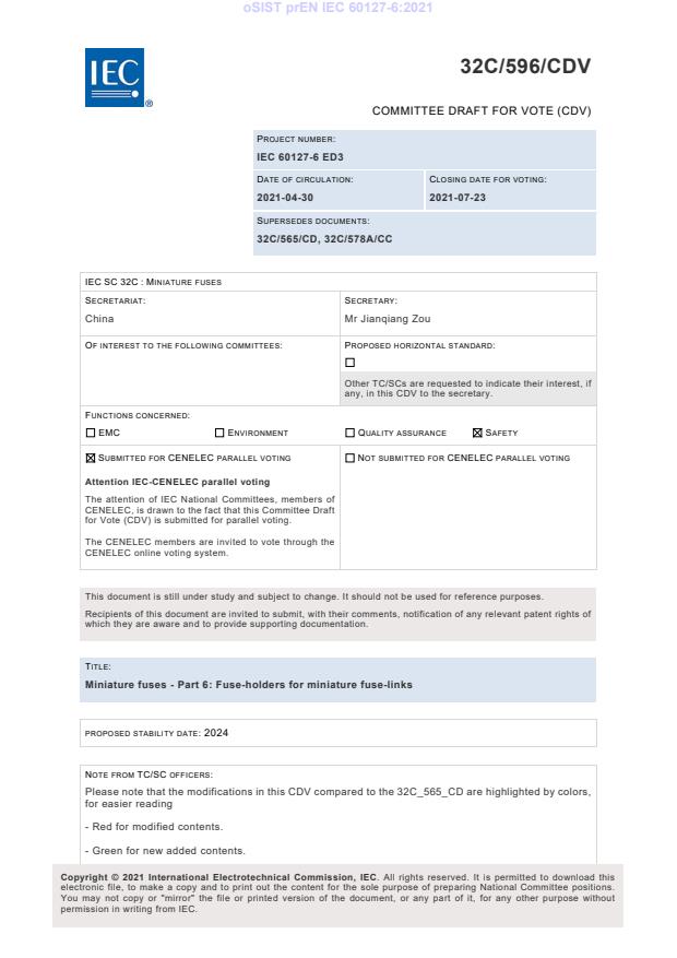oSIST prEN IEC 60127-6:2021 - BARVE v tekstu