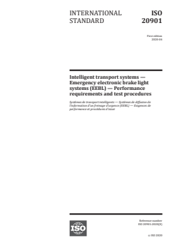 ISO 20901:2020 - Intelligent transport systems — Emergency electronic brake light systems (EEBL) — Performance requirements and test procedures
Released:4/14/2020 - Page 1 preview